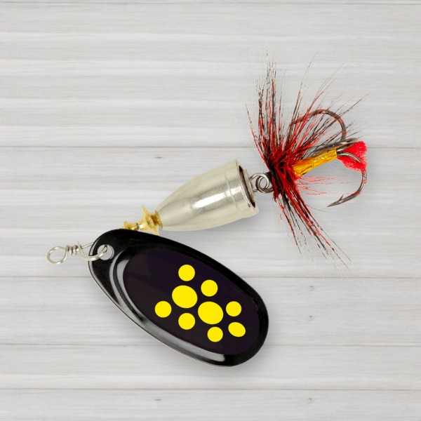 Блешня обертова ZEOX Furor № 4, 11г, колір 011 Black-Yellow Dot